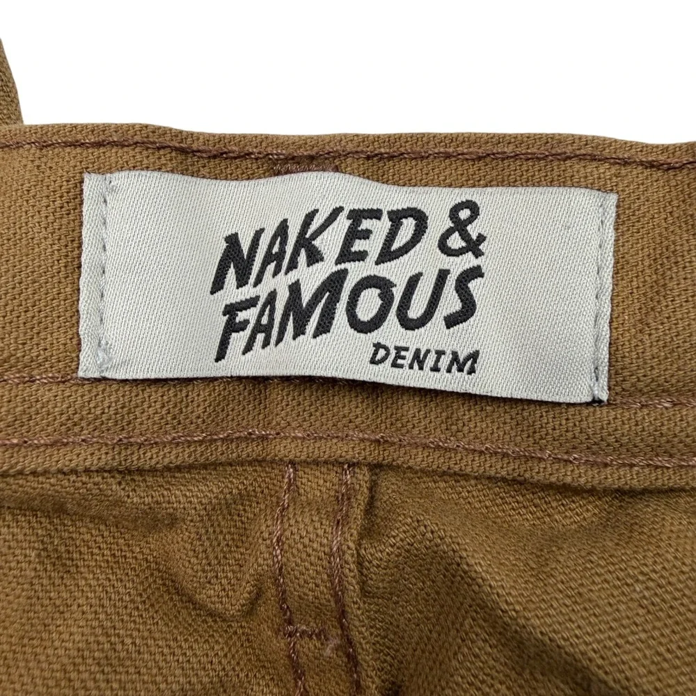 Naked & Famous Weird‎ Guy Duck Canvas Selvedge Brown Pants 012143 Mens 30x28